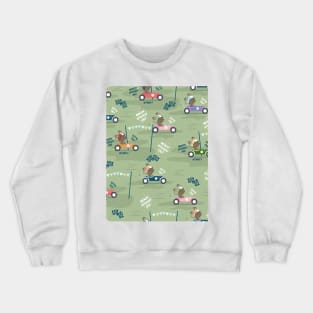 Ready to race mouse pattern on green background Crewneck Sweatshirt